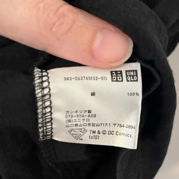 Uniqlo x DC Comics Superman Comics T-Shirt Black Shirt Sleeve Size Large - Picture 4 of 9